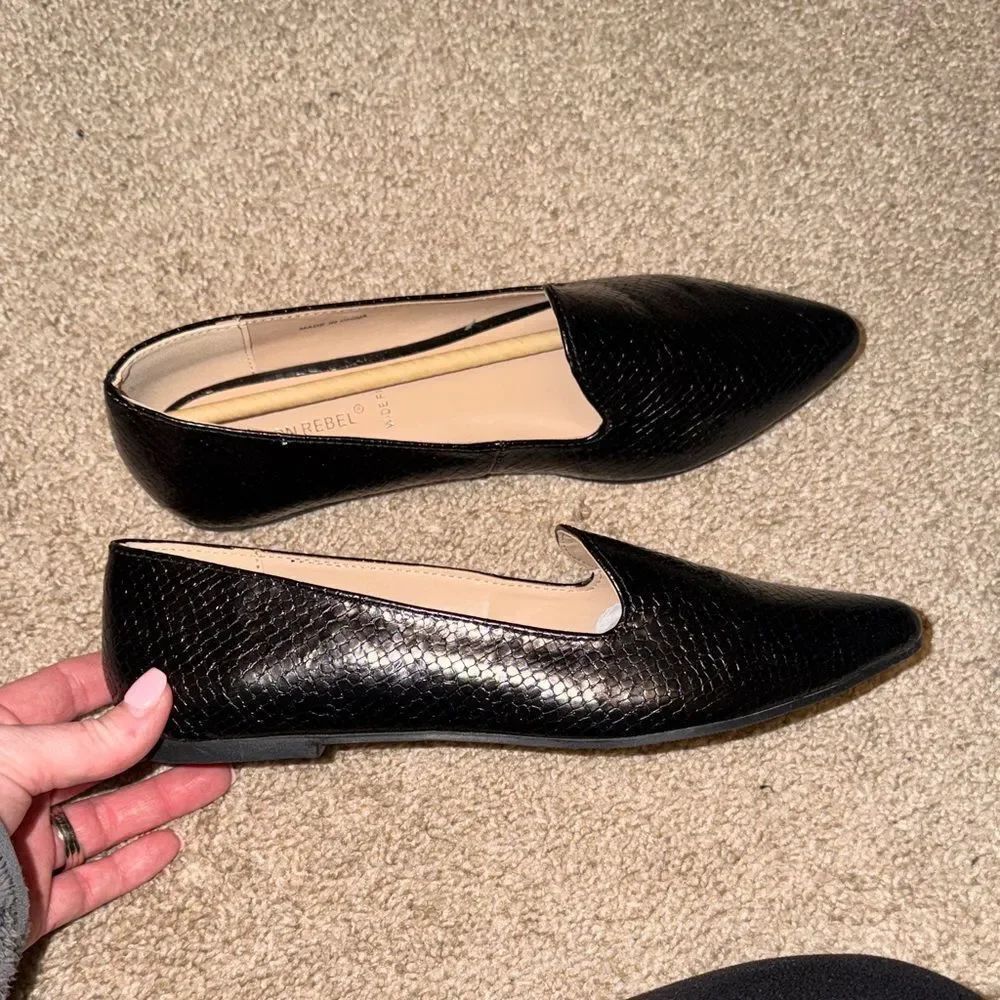 Pointed-Toe Black Slip-On Loafers